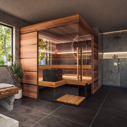 ThermaSol Astra 4-Person Semi-Panoramic Glass Sauna Cabin