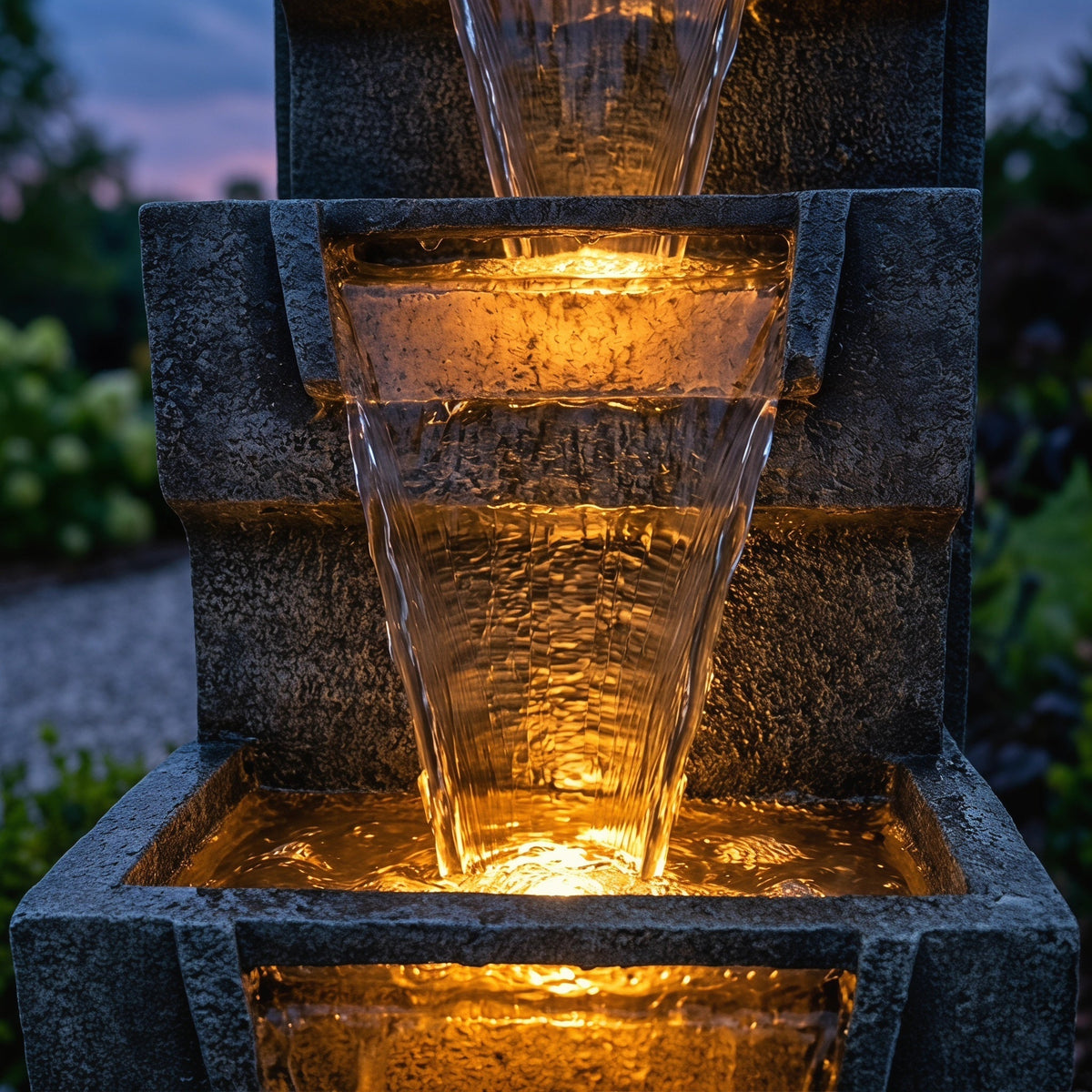 Resin Modern Outdoor Fountain 39 Inch Tilted Chutes
