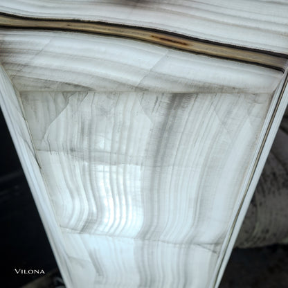 Small White Ice Onyx Hexagonal Floor Lamp – 39.5" Tall