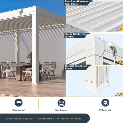 Louvered Aluminum Pergola With Adjustable Roof And Pull-Down Screens (SAK46817)
